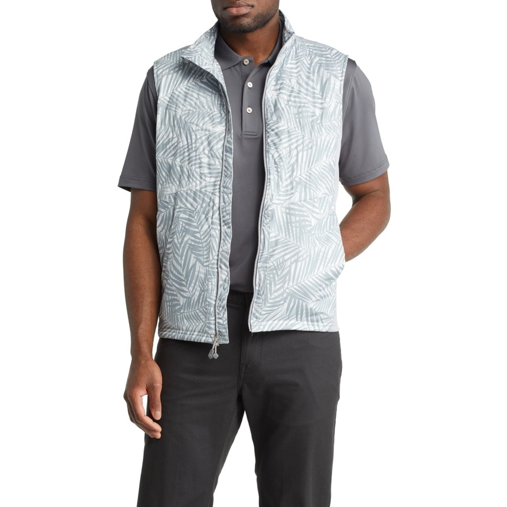 Peter Millar Fuse Elite Hybrid Two-Way Full-Zip Vest in Gale Gray Size Large